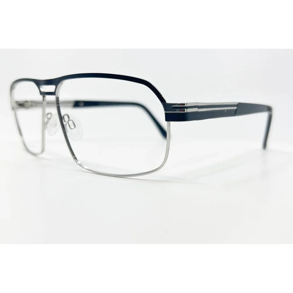 Emperor Eyeglasses Frames Mens Black Silver Aviator EMP-5507 61-13-150